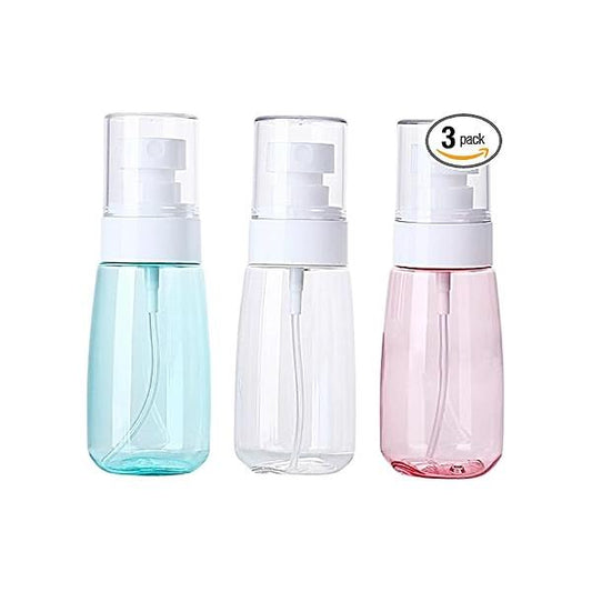 Spray Bottle Travel, 2OZ /60ML Fine Mist Bottles, 3PCS Mini Plastic Containers for Hairspray Cosmetic Perfume, Refillable