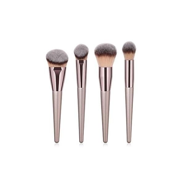 4pcs Professional Makeup Brush Set, Premium Synthetic Liquid Foundation Blending Powder Tapered Kabuki Brushes Cosmetics Applicator