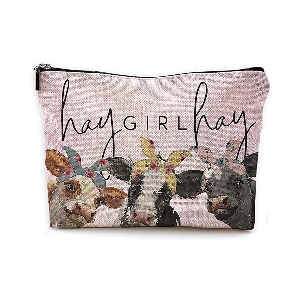 Cow Print Stuff - Western Makeup Bag, Bags For Women, Black Cosmetic Bag