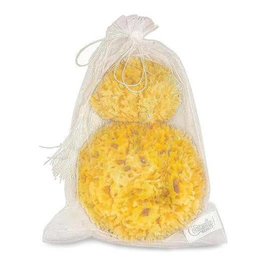 Premium Natural Sea Wool Sponges - 2 Soft Real 6"-7" (Large) & 3"- 4" (Medium); Perfect Luxury Gift for Bath, Shower and Cosmetic Facial Cleansing by Constantia Beauty®