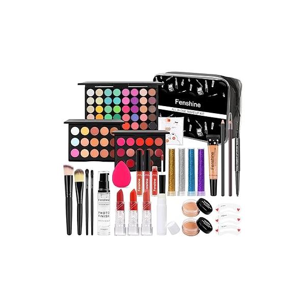 Fenshine All In One Makeup Kit for Women Full Kit, Gift Set Beginners, Essential Starter Bundle Include Eyeshadow Palette Lipstick Eyebrow Pencil Brush (Type C)