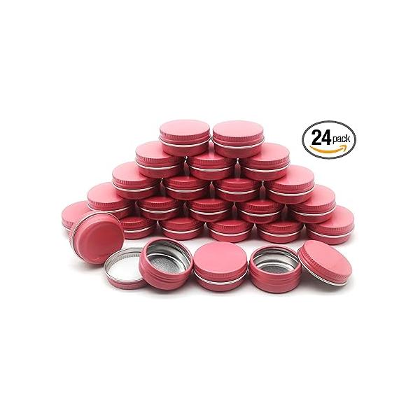 10ml Aluminum Tin Jar, Refillable Makeup Containers 10g Screw up Lid Small Round Container Bottle for Cosmetics, Lip Balm, Cream, Toner, Eyeshadow, Candle, Tea, Beads, 24 Pack Tins