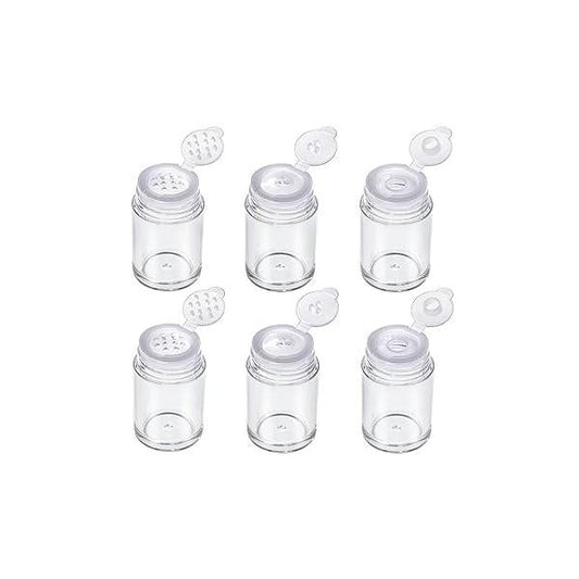 RAYNAG 6 Pieces Mini Empty Loose Powder Bottle Travel Cosmetic Glitter Eye Shadow Shaker with Sifter and Lids (3 Style)
