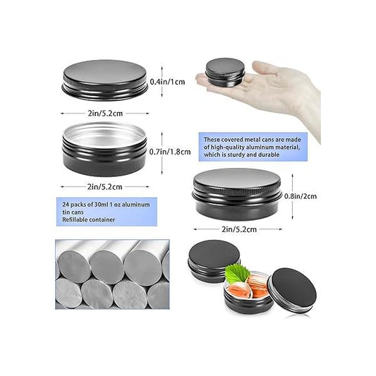 MotBach 16 Pack 1oz Tin Jars, 30ml Metal cans, 1Ounce Aluminum tin can jar Containers with Screw Lid for Lotion Bars, Toiletries, Creams, Samples, Makeup Cosmetic, Spices, Salve, Balms, Beard Balm