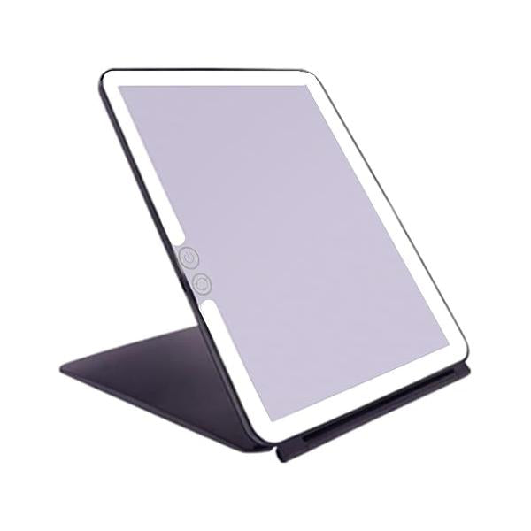 deweisn Folding Lighted Makeup Mirror with 72 LEDs 3 Colors Light Modes USB Rechargable 1800mA Batteries Portable Ultra Thin Compact Vanity Dimmable Travel