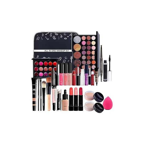 All In One Makeup Kit 27 Piece for Women Full Kit, in Sets Include Eyebrow Eyeliner Eyeshadow Mascara Foundation Concealer Lip Gloss Lipstick Brush (MKit-04)