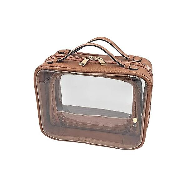 Clear Makeup Bag Toiletry for Women Cosmetic Case Large Capacity Travel Make Up Organizer Transparent Storage Compartment TSA Approved