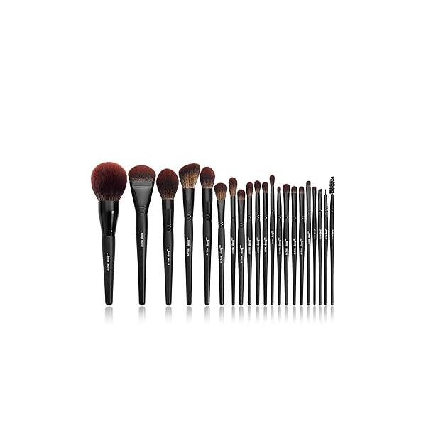Jessup Full Makeup Brushes Set 13pcs, Professional Vegan Foundation Powder Contour Blush Highlight Eyeshadow Blending Concealer Spoolie EyeLiner Brush, Phantom Black T300