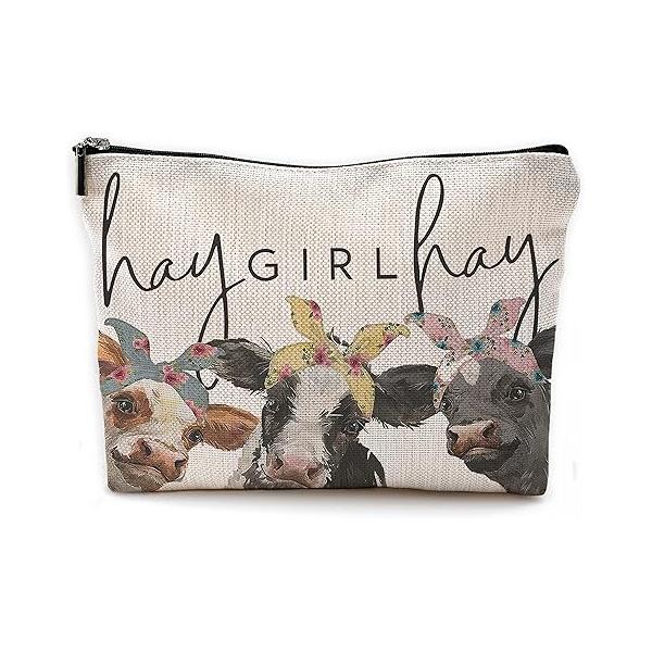 Cow Print Stuff - Western Makeup Bag, Bags For Women, Black Cosmetic Bag