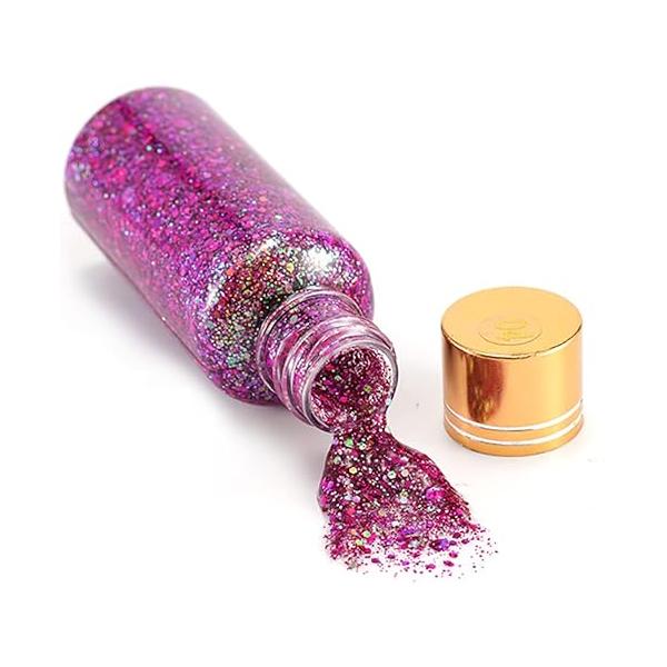 GL-Turelifes Mermaid Chunky Glitter Gel Chameleon Body Festival Cosmetic for Face Hair Nails Makeup Scale Polarized Sequins Eyeshadow 30ml (#16 Silver Purple)