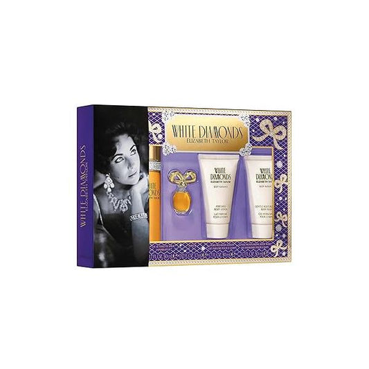 Elizabeth Taylor White Diamonds Ladies Gift Set With Spray, Body Lotion, Wash & Perfume