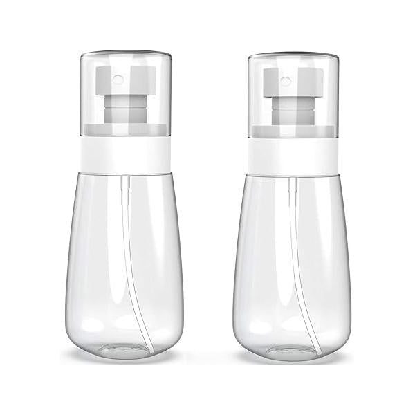Spray Water Bottle Hair Mister, Fine Mist Stylist Sprayers 360 Empty Small Misting Spritzer, Perfume Atomizer with Pump Clear Containers 2PCS/2oz