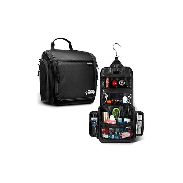 Travel Toiletry Bag for Men and Women - Large Hanging Organizer Waterproof Hygiene with Metal XXL Swivel Hook, YKK Zippers 19 Compartments Toiletries, Makeup, Cosmetics