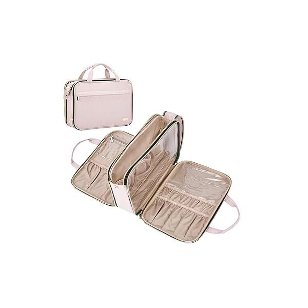 NISHEL Travel Makeup Bag Stand Up, Portable Cosmetic Organizer, Case for Travel-Size Toiletries, Black