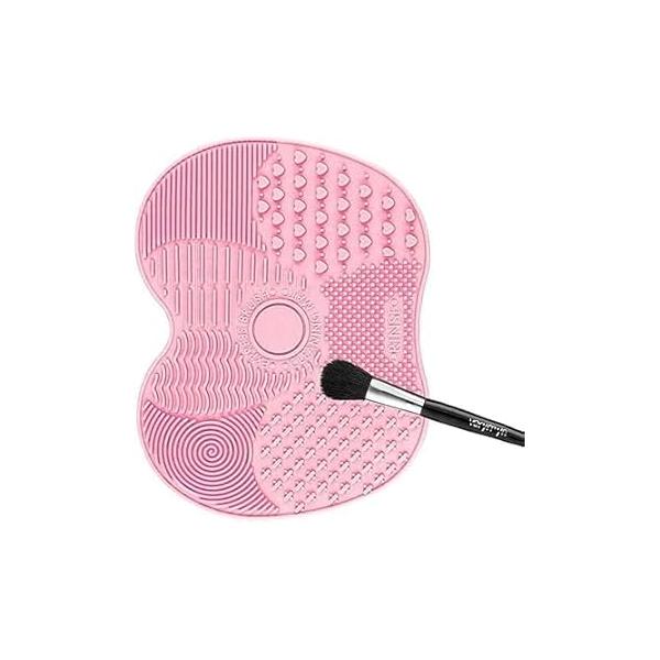 Pink Makeup Brush Cleaner Mat Make Up Cleaning Pad Cosmetic Scrubber Board Tool with Suction Cups Brushes Tools