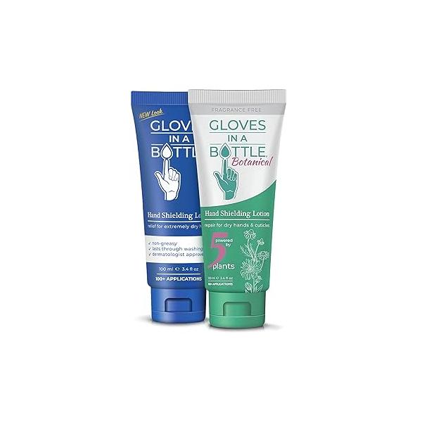 Gloves In A Bottle Psoriasis Eczema Relief Hand Lotion Travel Size - Shielding for Women, Men, 6 months old or older babies Cracked Hands Repair Cream 3.4 oz