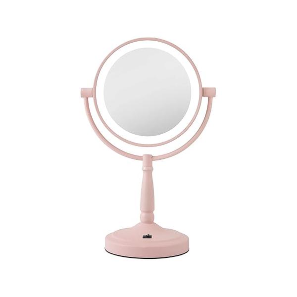 Zadro 9" Round LED Makeup Mirror with Lights and Magnification 5&10X/1X AA Battery Operated Swivel Lighted
