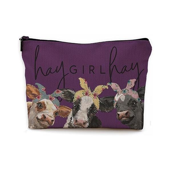 Cow Print Stuff - Western Makeup Bag, Bags For Women, Black Cosmetic Bag