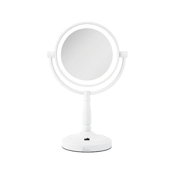 Zadro 9" Round LED Makeup Mirror with Lights and Magnification 5&10X/1X AA Battery Operated Swivel Lighted