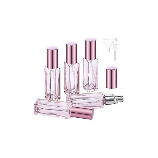 Segbeauty 5pcs Perfume Atomizer Travel, 10ML Mini Refillable Bottle Sprayer, Travel Cologne Sprayer Portable Glass Fine Mist Cosmetic Container Dispenser Set for Fragrance Makeup Toiletries