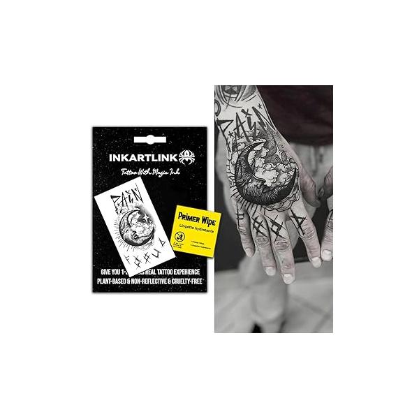 Temporary Tattoos, Semi Permanent Adult Art Designs, Waterproof Party Favors, Tattoo Stickers Realistic, No Adhesive, Lasts 1-2 Weeks (The devil is out of body)