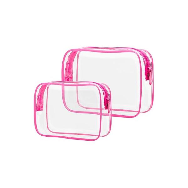 PACKISM Clear Makeup Bag - 2 Packs TSA Approved Toiletry for Women Quart Size Travel Approved, Bags Traveling