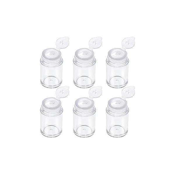 RAYNAG 6 Pieces Mini Empty Loose Powder Bottle Travel Cosmetic Glitter Eye Shadow Shaker with Sifter and Lids (3 Style)