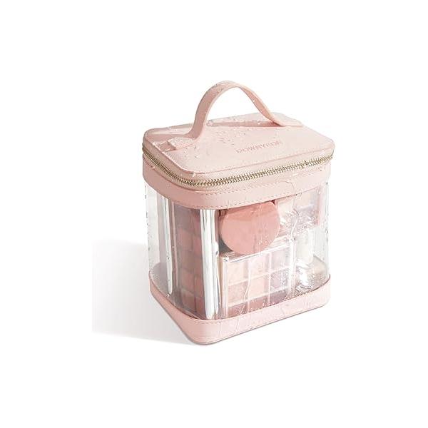 ROWNYEON Clear Makeup Case Toiletry Bag Multipurpose Travel Train Portable Cosmetic Organizer Transparent Storage