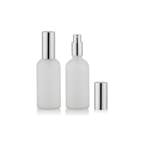 Empty Frosted Glass Spray Bottle 3.4oz, Perfume Atomizer, Fine Mist (2 PACK)