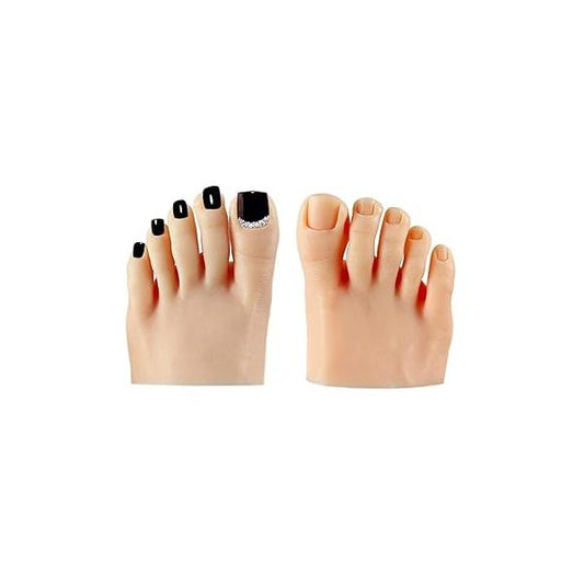 1 Pair Silicone Practice Foot, Nail Training Fake Half Foot Model, Mode for Acrylic Nails Art Display (Light Skin Color)