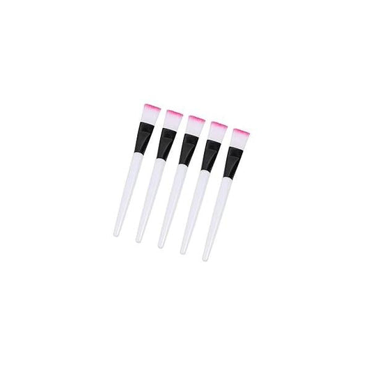 Women Girl Mini Pro Facial Mud Mask Brush Plastic Handle Cosmetic Makeup Applicator Tool, Pack of 5