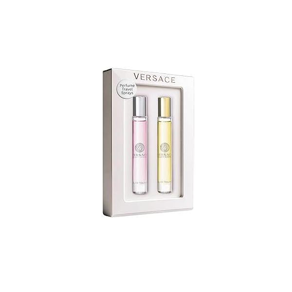 Versace Bright Crystal & Yellow Diamond Perfumes for Women - Mini Travel Spray Gift Set 0.33 Ounce Each