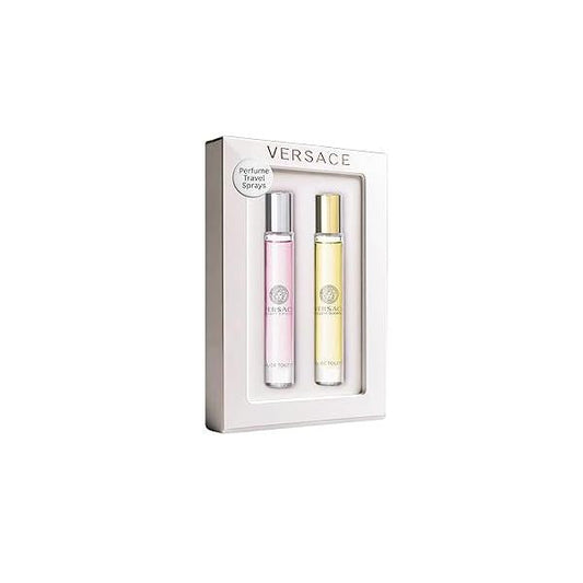 Versace Bright Crystal & Yellow Diamond Perfumes for Women - Mini Travel Spray Gift Set 0.33 Ounce Each