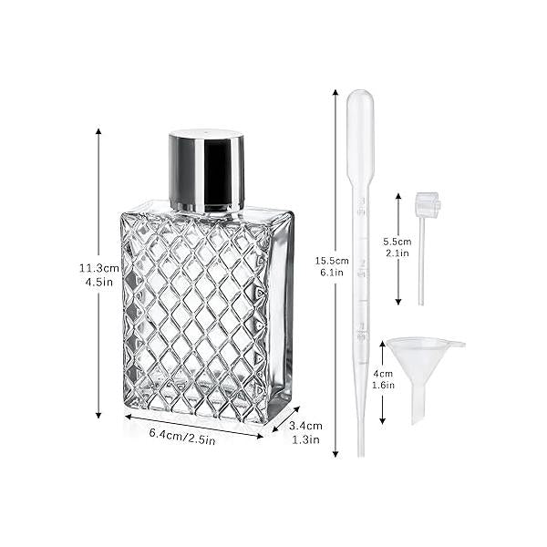 YU FENG 2 Pack Refillable Glass Spray Perfume Bottles 100ml / 3.4 oz Cosmetic Fine Mist Atomizer Bottle Empty Portable Clear Essential Oil Container for Travel
