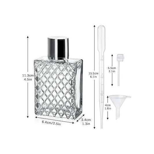 YU FENG 2 Pack Refillable Glass Spray Perfume Bottles 100ml / 3.4 oz Cosmetic Fine Mist Atomizer Bottle Empty Portable Clear Essential Oil Container for Travel