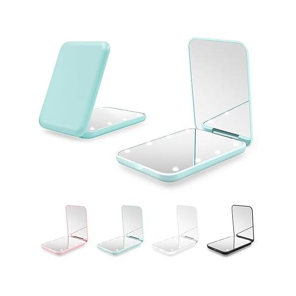 Compact Mirror, 1X/3X Magnification LED Pocket Mirror with Nternal BIattery, Mini for Purse, Pocket,Travel and Present (White)