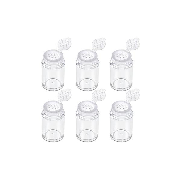 RAYNAG 6 Pieces Mini Empty Loose Powder Bottle Travel Cosmetic Glitter Eye Shadow Shaker with Sifter and Lids (3 Style)