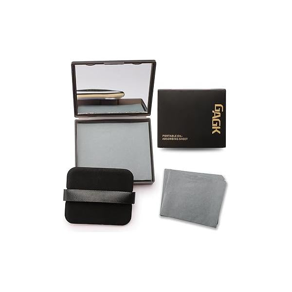 Erinde Oil Blotting Sheets for Face with Mirror and Puff, 300 Paper Oily Skin, Absorbing Sheet, Natural Control Film, Absorb Excess Oil, Makeup Friendly