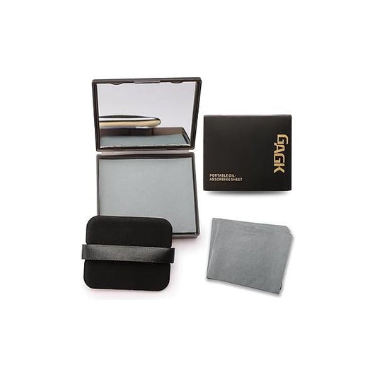 Erinde Oil Blotting Sheets for Face with Mirror and Puff, 300 Paper Oily Skin, Absorbing Sheet, Natural Control Film, Absorb Excess Oil, Makeup Friendly