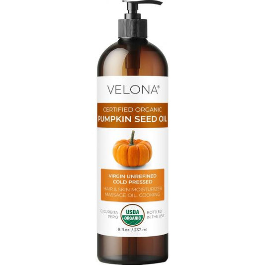 velona Pumpkin Seed Oil USDA Certified Organic - 8 Fl Oz | 100% Pure and Natural Carrier Unrefined, Cold Pressed Cooking, Face, Hair, Body & Skin Care Use Today Enjoy Result