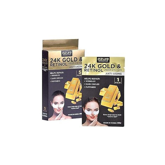 AZURE Rose Gold Luxury Anti Aging Under Eye Pads - Lifting, Smoothing & Hydrating Mask Patches Reduces Fine Lines, Wrinkles, Dark Circles Puffiness Skin Care Made in Korea 10 Pairs