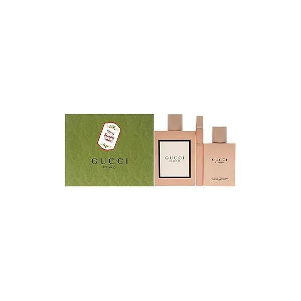 Gucci Bloom 3.3oz EDP Spray, Perfumed Body Lotion, 0.33oz Spray Women 3 Pc Gift Set