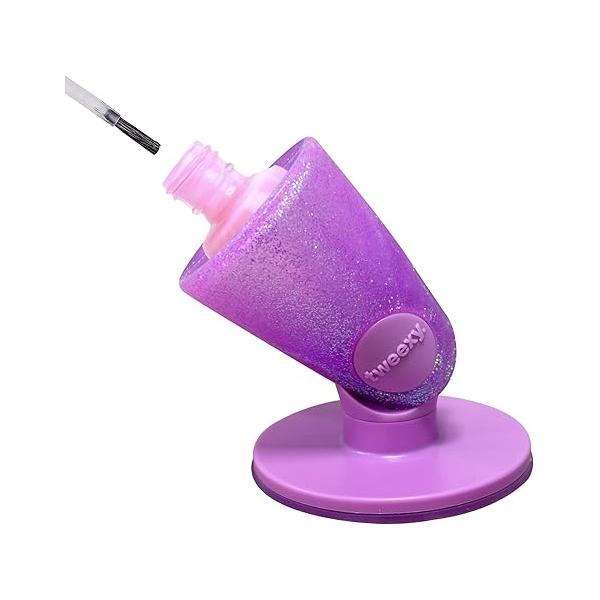 tweexy Hinge Untippable Nail Polish Bottle Holder | Anti-Spill Stand, Tilted, IntelliStick Airlock Suction Fingernail Painting, Art Tools Accessories (Unicorn)