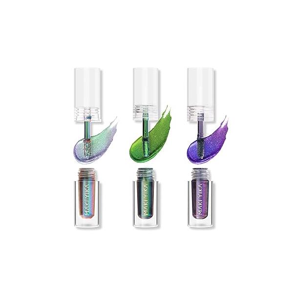 MAKI YIKA Glitter Liquid Eyeshadow Chameleon Metallic MultiColor Shifting Long Lasting Multichrome Holographic Eye Topper Glitters (#6 Aurora)