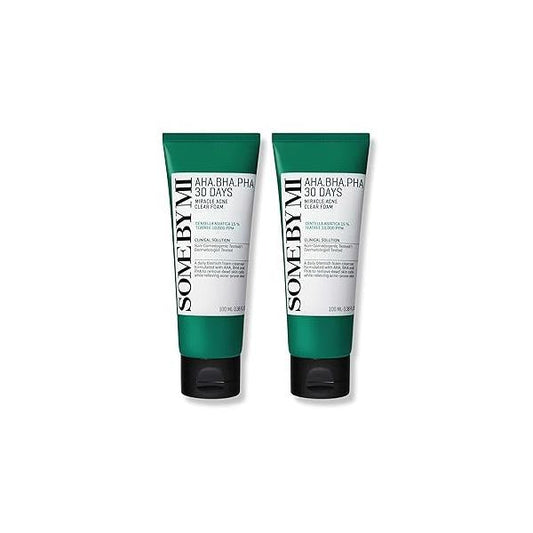 SOME BY MI AHA BHA PHA 30 Days Miracle Acne Clear Foam - 3.38oz, 100ml Korean Face Wash for Smooth & Skin Salicylic Acid Cleanser Exfoliation Sebum Control Care