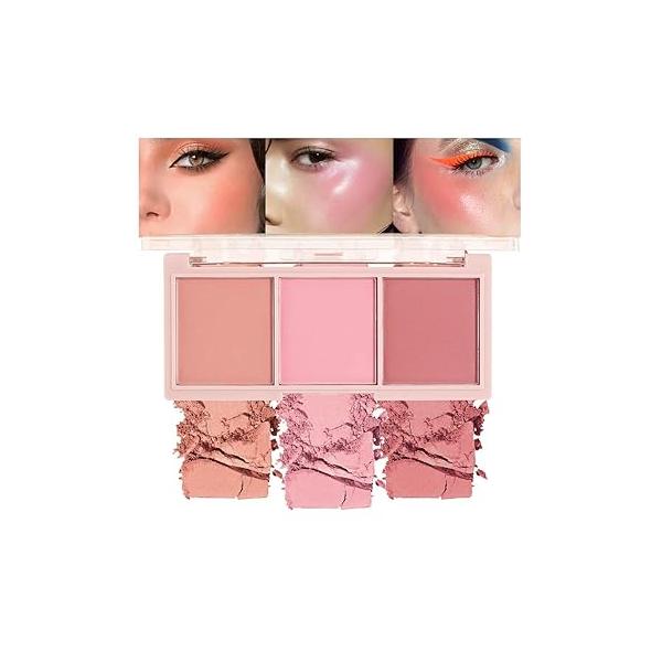 3 IN 1 Brown Nude Face Highlight Bronzer Powder Palette for Cheeks Contour Brightening, Buildable Matte Coverage Natural Makeup,Ultra Sculpt Nose Shadow Eyeshadow Primer 03#
