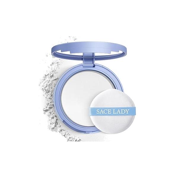 SACE LADY Face Powder Waterproof Sets Makeup, Controls Shine, Smooth Fine Lines for Flawless Lightweight Finish, Long Lasting Matte Compact Setting Cosmetics Cruelty-free, 0.35oz (#02)