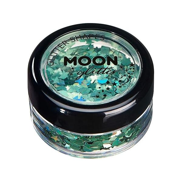 Holographic Glitter Shapes 100% Cosmetic for Face, Body, Nails, Hair and Lips - 0.10oz Silver