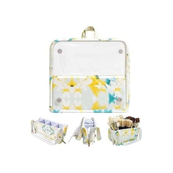 ROWNYEON Clear Makeup Case Toiletry Bag Multipurpose Travel Train Portable Cosmetic Organizer Transparent Storage