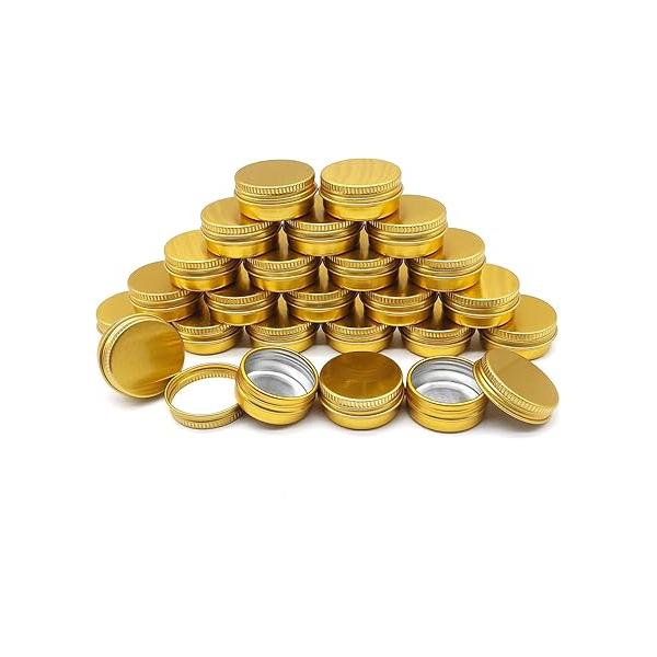 12pcs 1oz 30ml Aluminum Tin Jar, 30g Refillable Makeup Container, 30 Gram Gold Screw Lid Round Can Sample Pot for Cosmetic DIY, Handmade, Lip Balm, Cream, Salve, Toner, Candle, Paint, Scrub